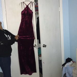 Long Red velvet dress